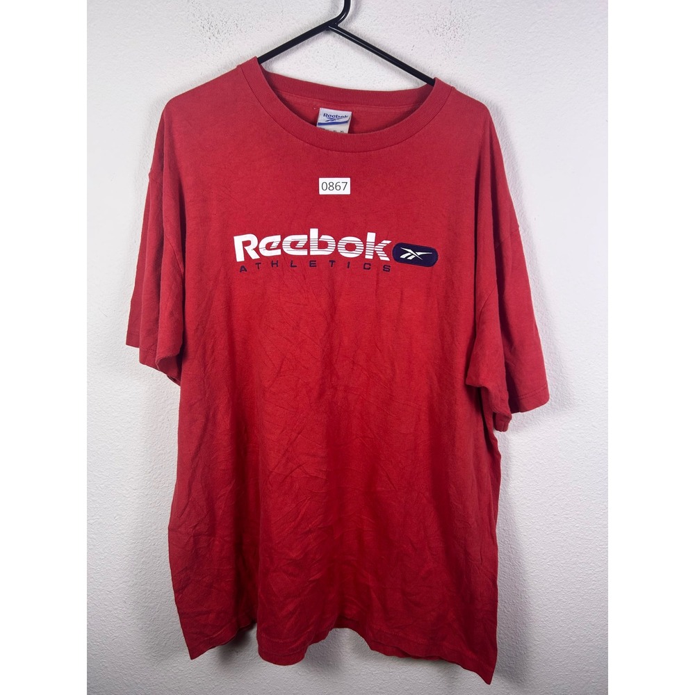 Reebok Athletics Graphic T-Shirt Mens 2XL Red Short Sleeve Crewneck Logo Tee